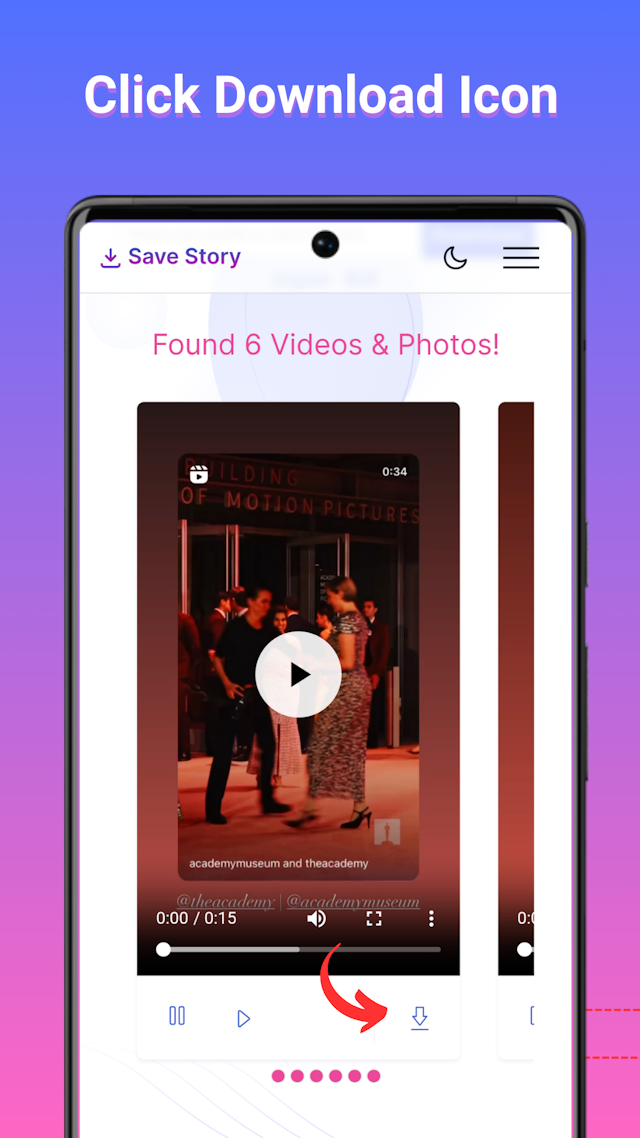 download instagram story to device