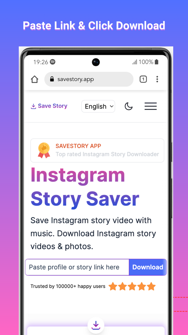 paste link to download instagram story